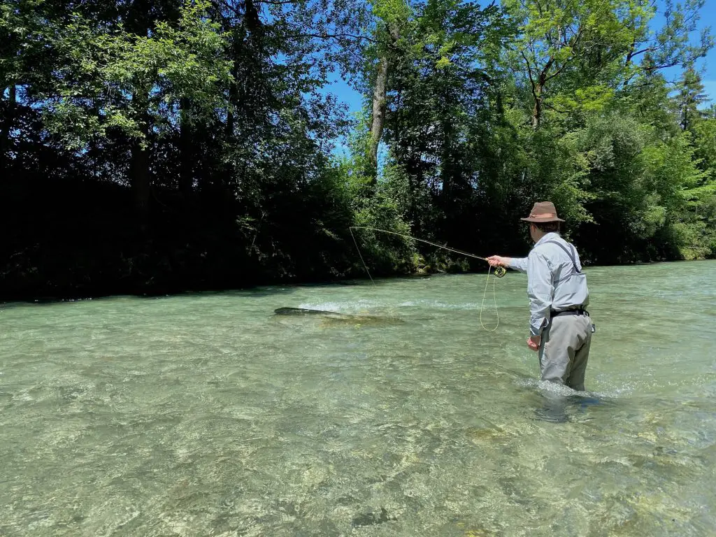 Understanding fly lines: fly fisherman nymphing in a river