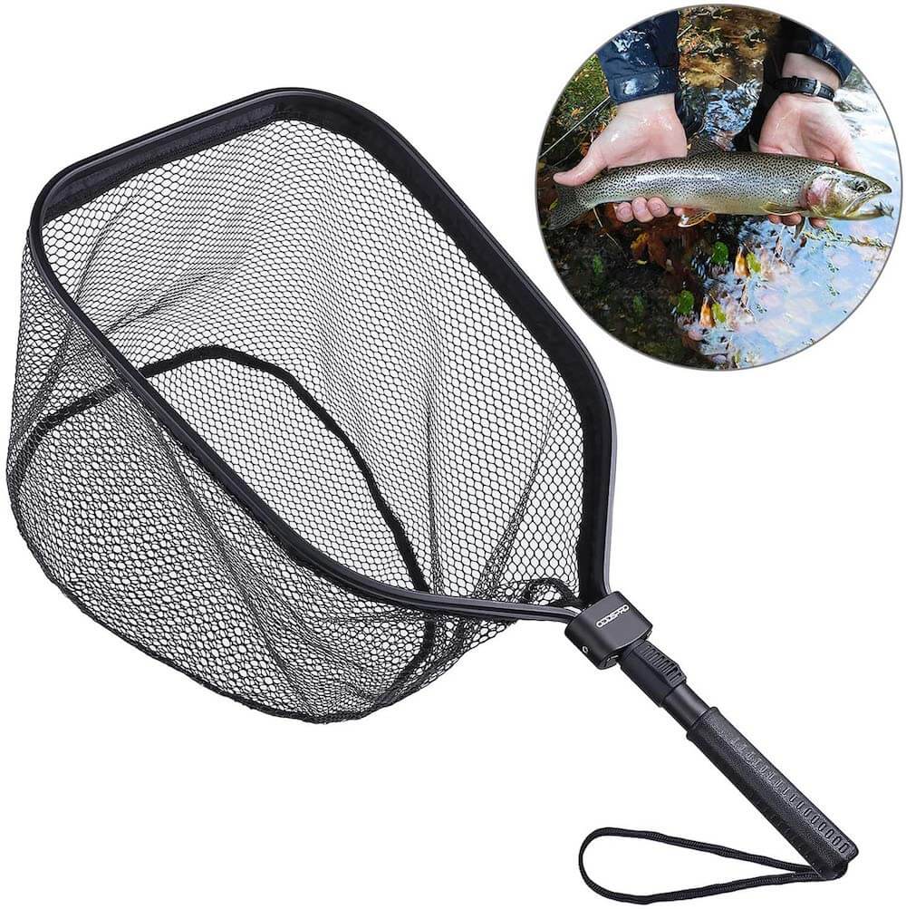 Toasis Fly Fishing Landing Net Nylon Mesh Trout Bass Catch and Release Dip Net 