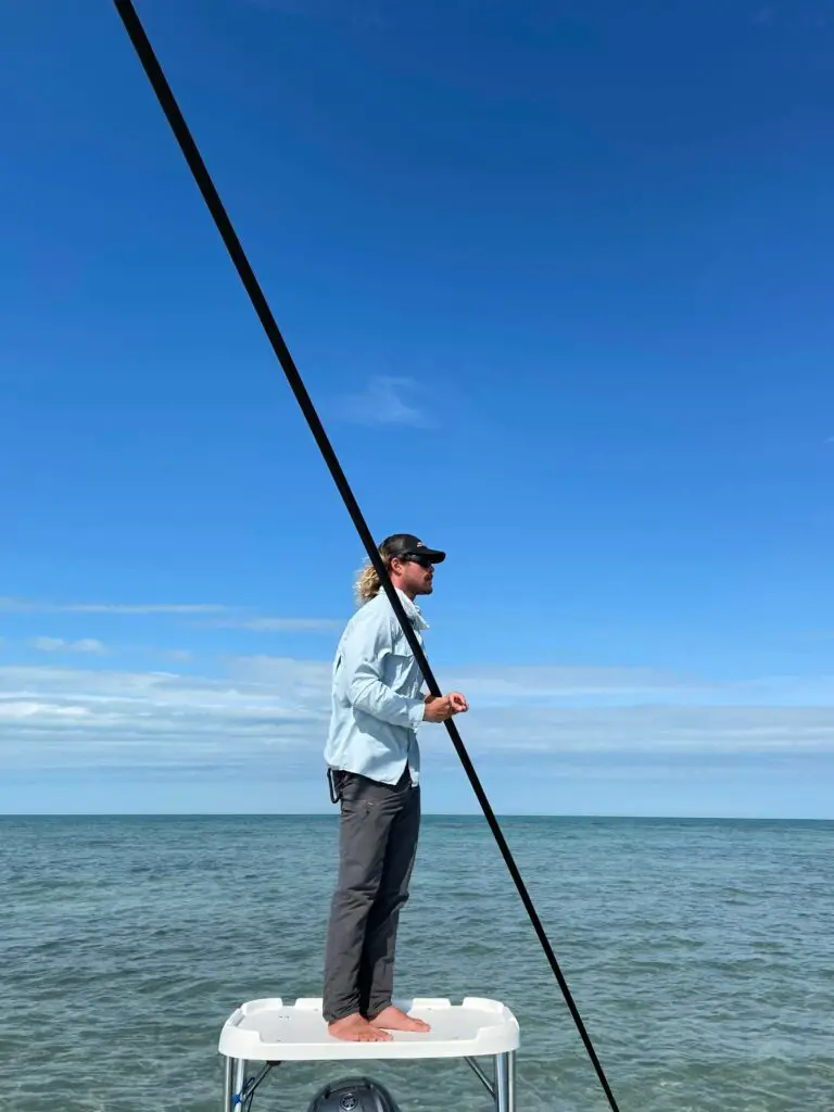 Captain Nicholas on his skiff