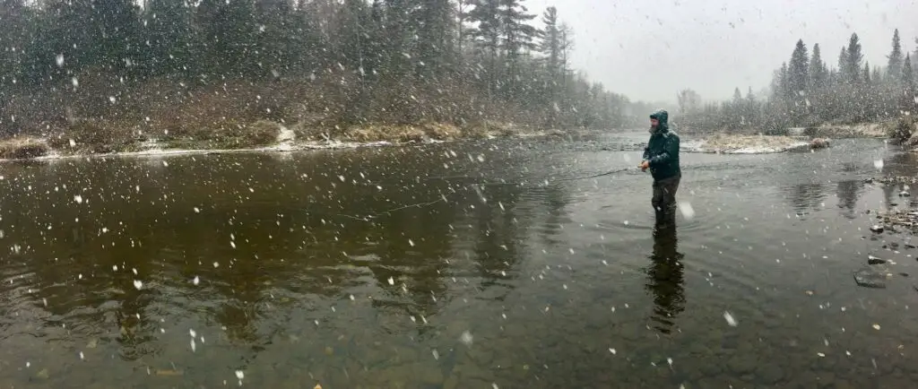 Fly fishing for salmon in Canada