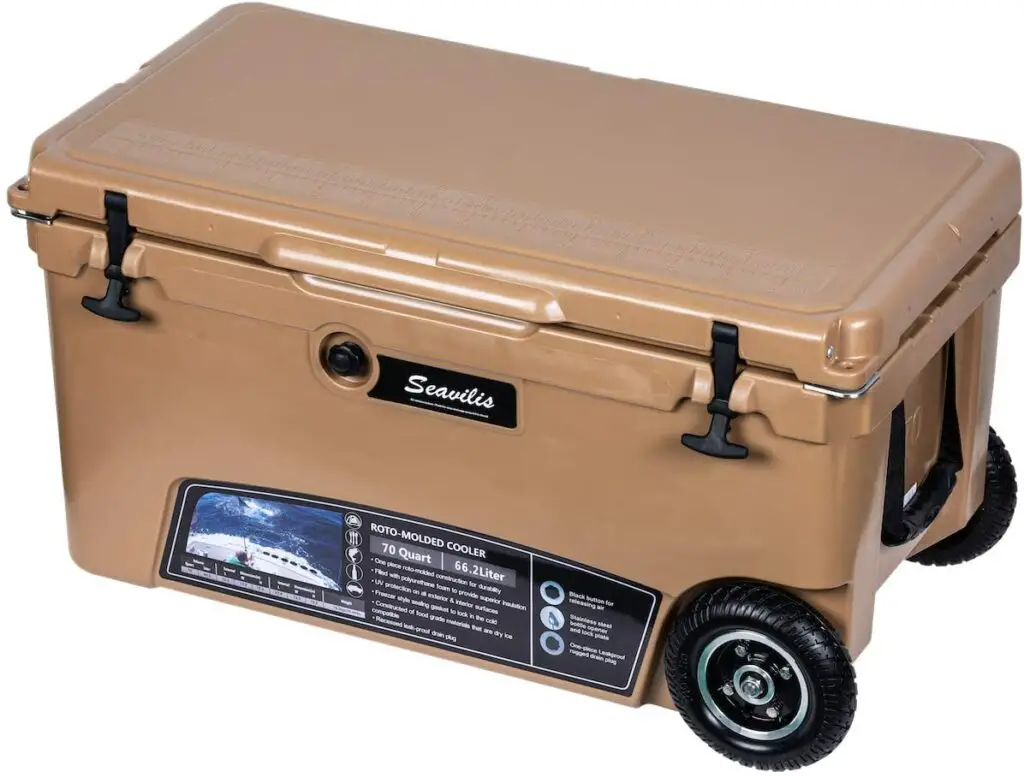 Seavilis Milee-Heavy Duty Wheeled Fish Cooler 70QT. Best fishing cooler big size