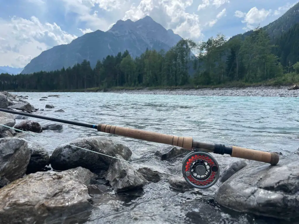 Fly rod and reel at the river