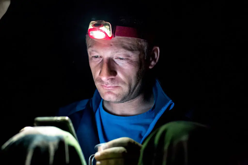 Fishing headlamps in use