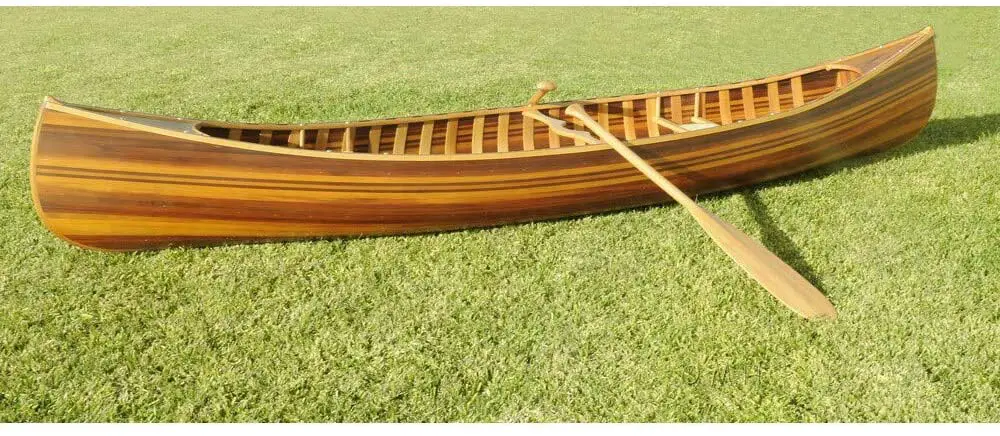 Old Modern Handicrafts Wooden Canoe with Ribs Curved Bow 10'