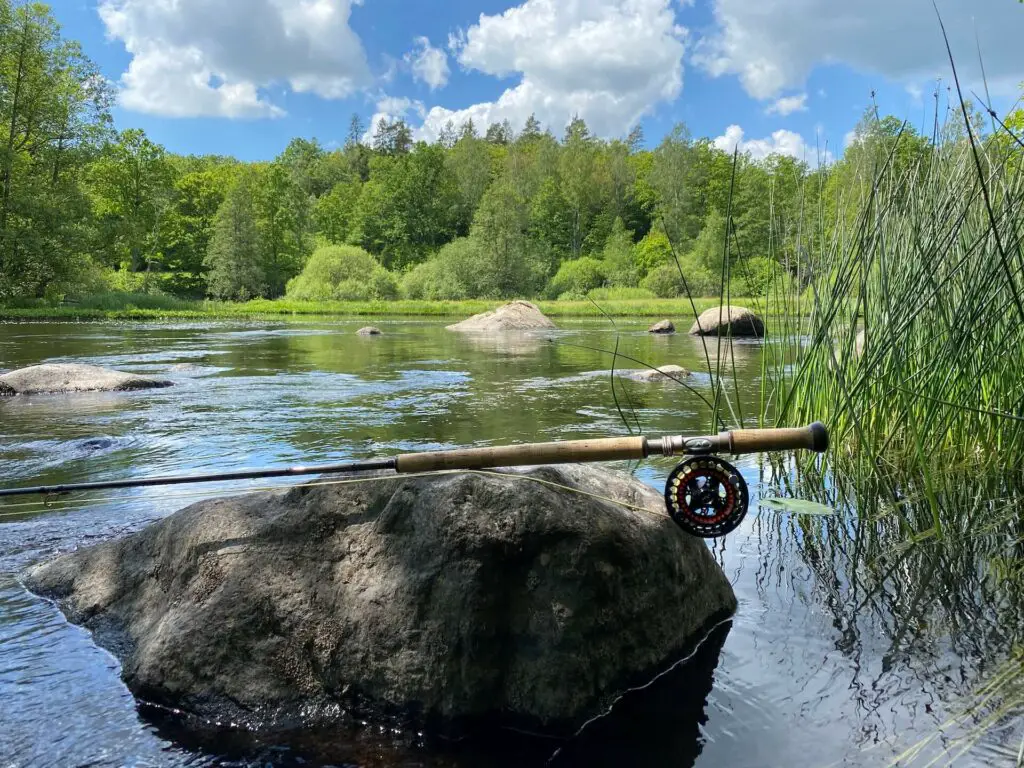 8 wt fly reel on a double handed fly rod