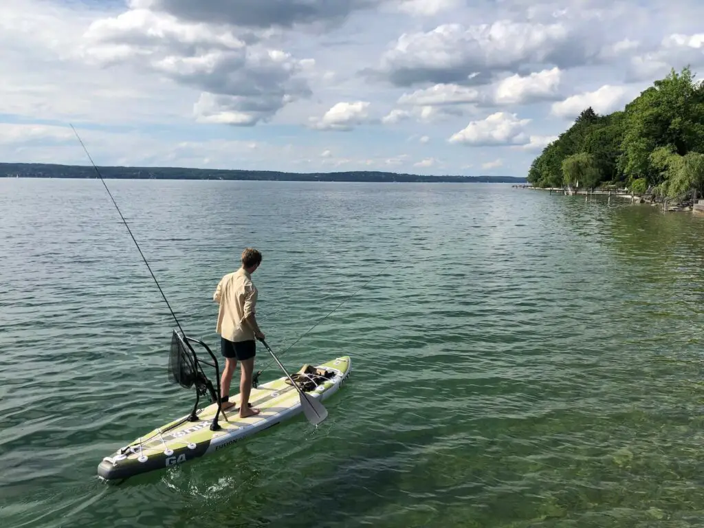 Fishing from a paddle board can be great fun. Pictured here is the Nixy Monterey.