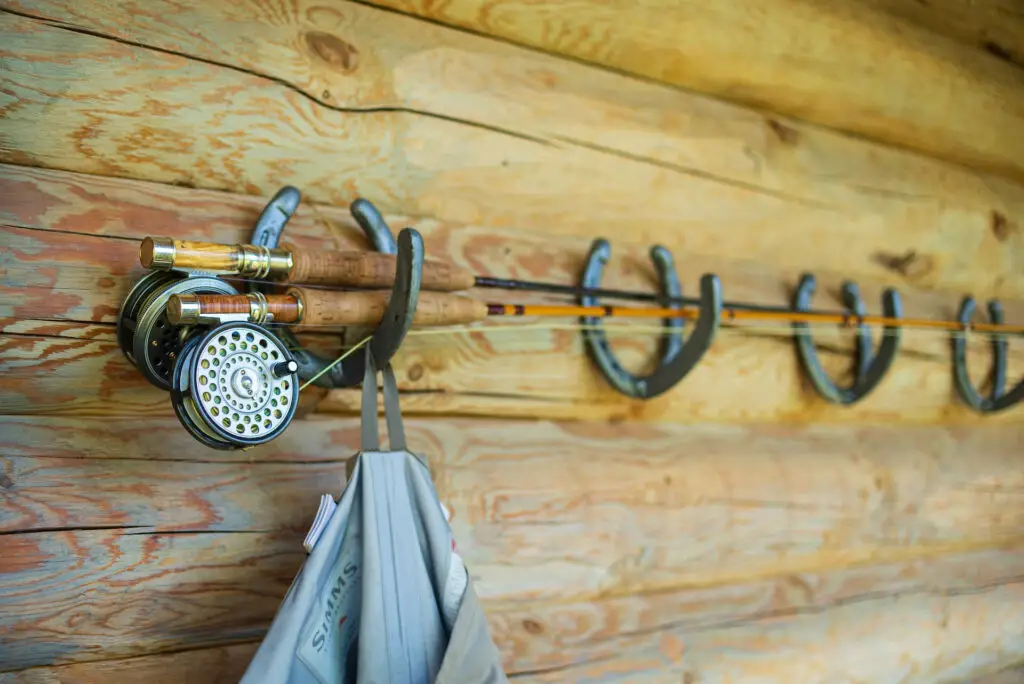 Tom Morgan Rodsmiths Rods on a wall rack