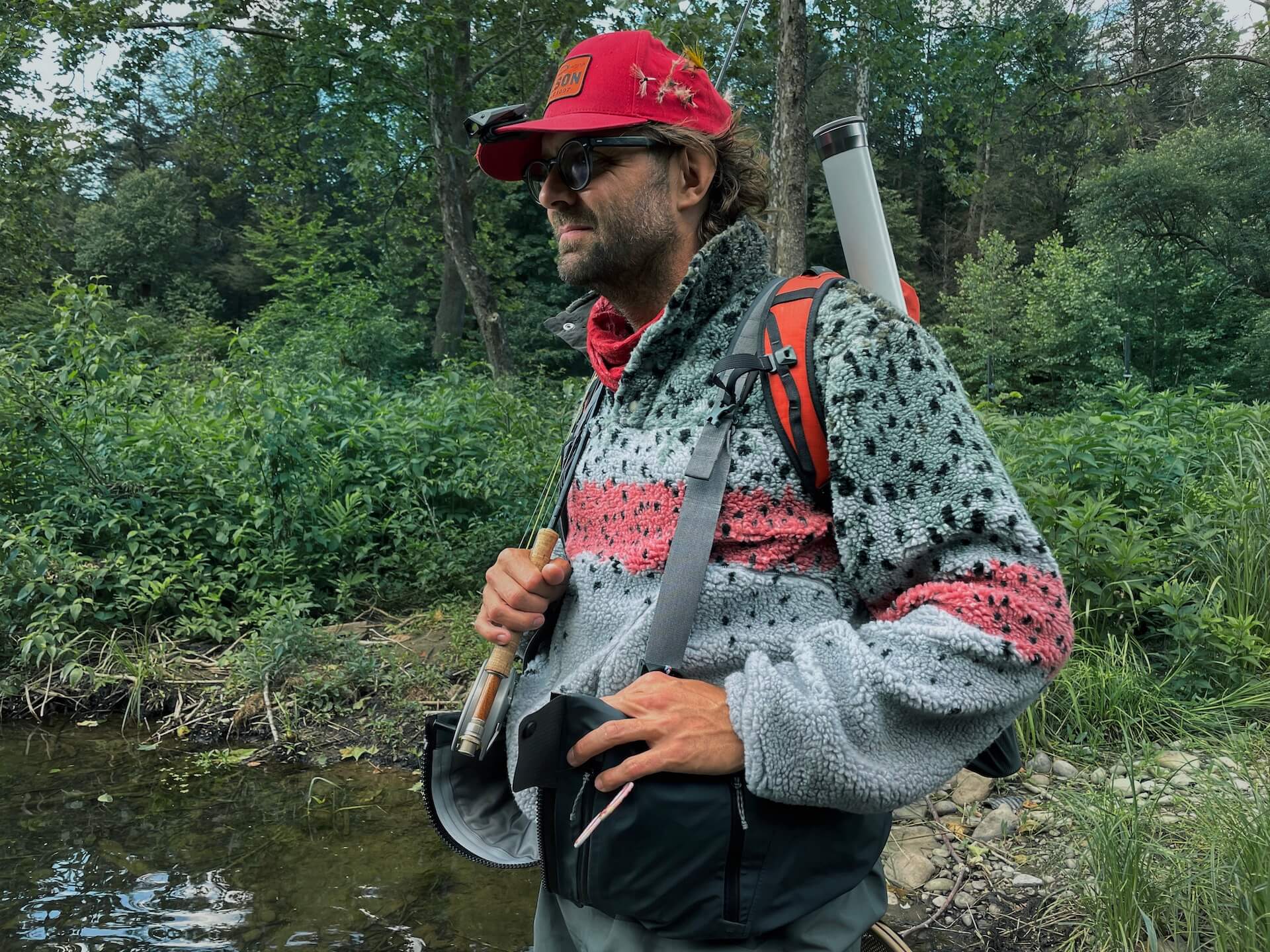 Long Sleeve Performance Trout Tee with Front and Back Print - Aimé Leon  Dore / Woolrich - Men - Grey