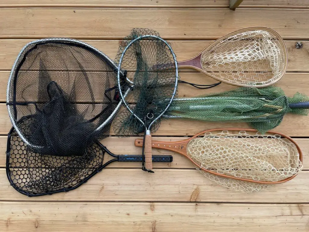 Fly Fishing Nets on a wooden floor