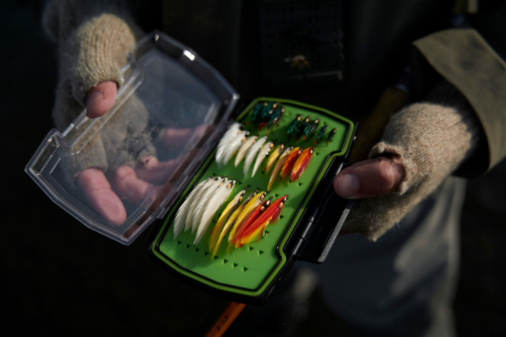 Streamers and wet flies in a fly fishing box