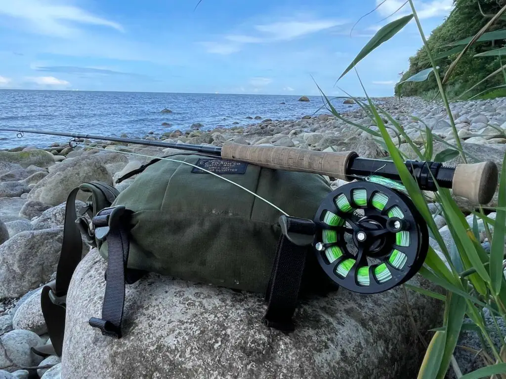 Ross Evolution FS Fly Reel at shore