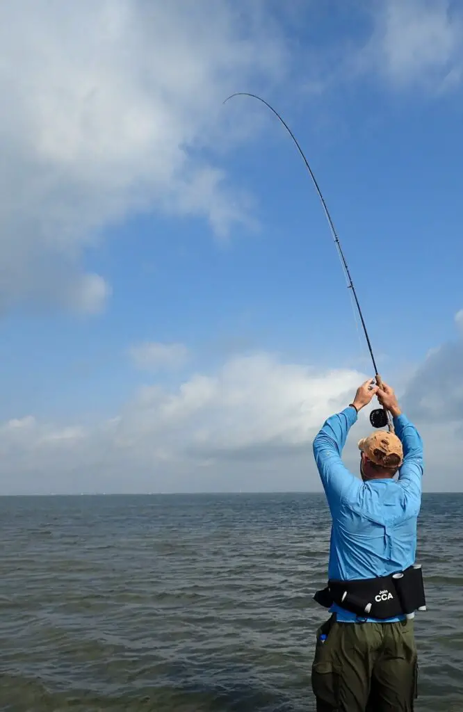 Author Dave Shelpuk hooked into a fish in the Gulf of Mexico