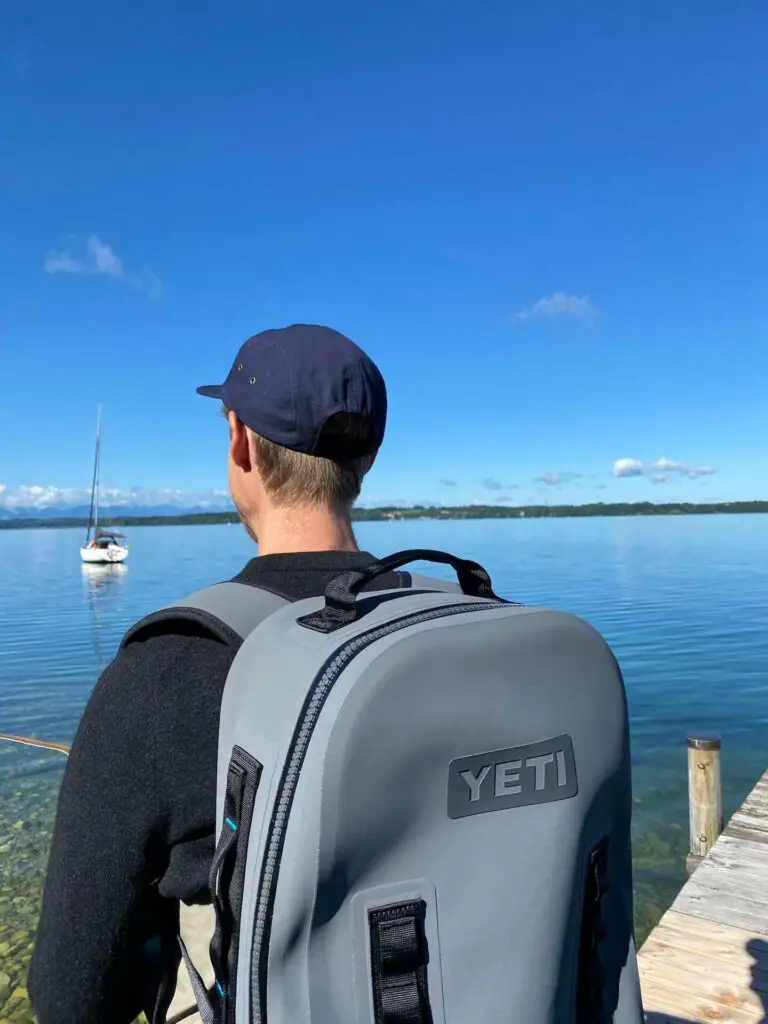 Fly fisherman with the YETI Panga 28 Waterproof Backpack