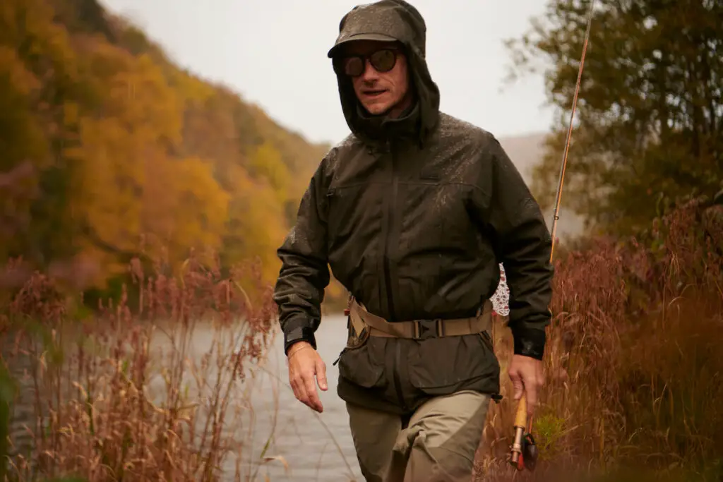 Filson Skagit Rain Jacket while fishing