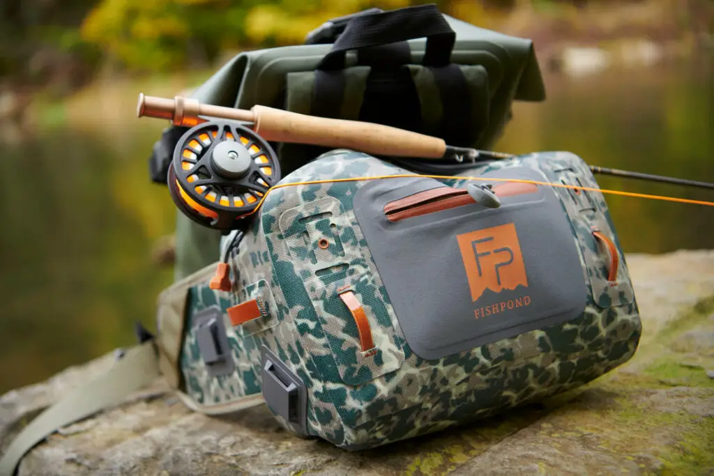 The Fishpond Thunderhead Submersible Lumbar in action during some fall fishing