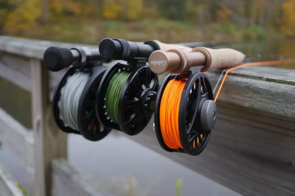 Fly Rod Combos on Wooden Dock