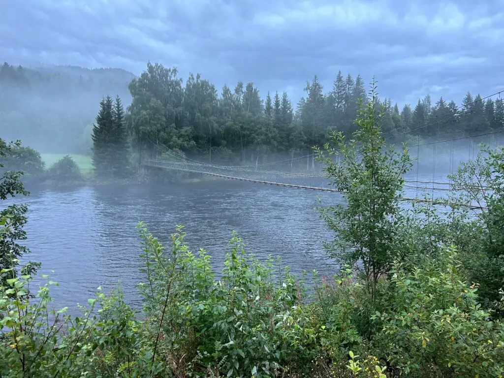 The beautiful long bridge pool at Grindal Salmon Lodge