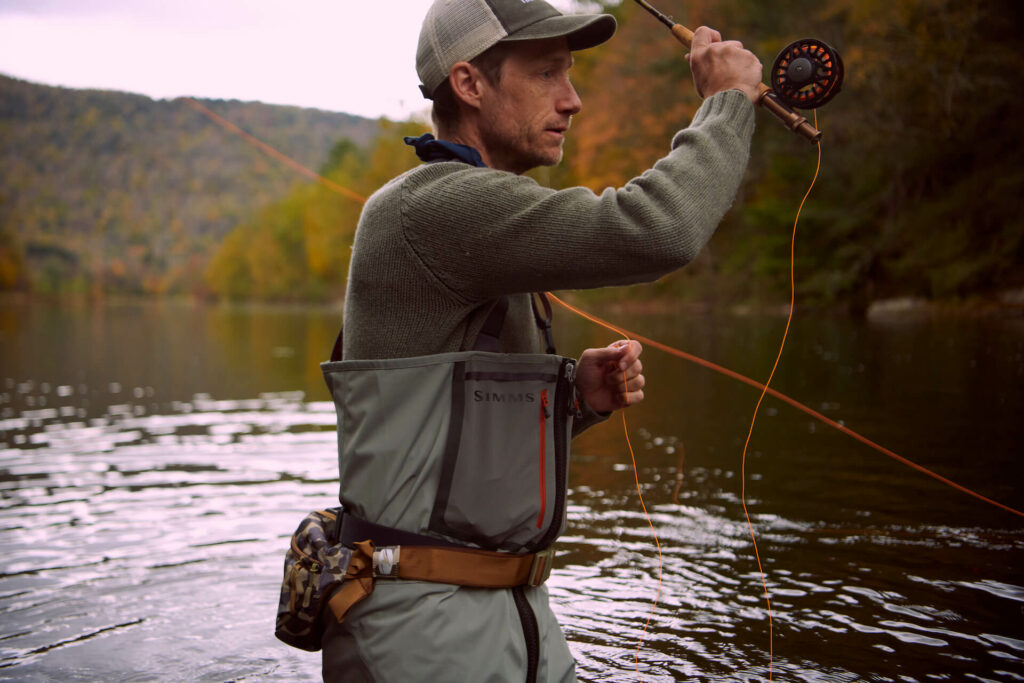 Simms Freestone Waders Z in River