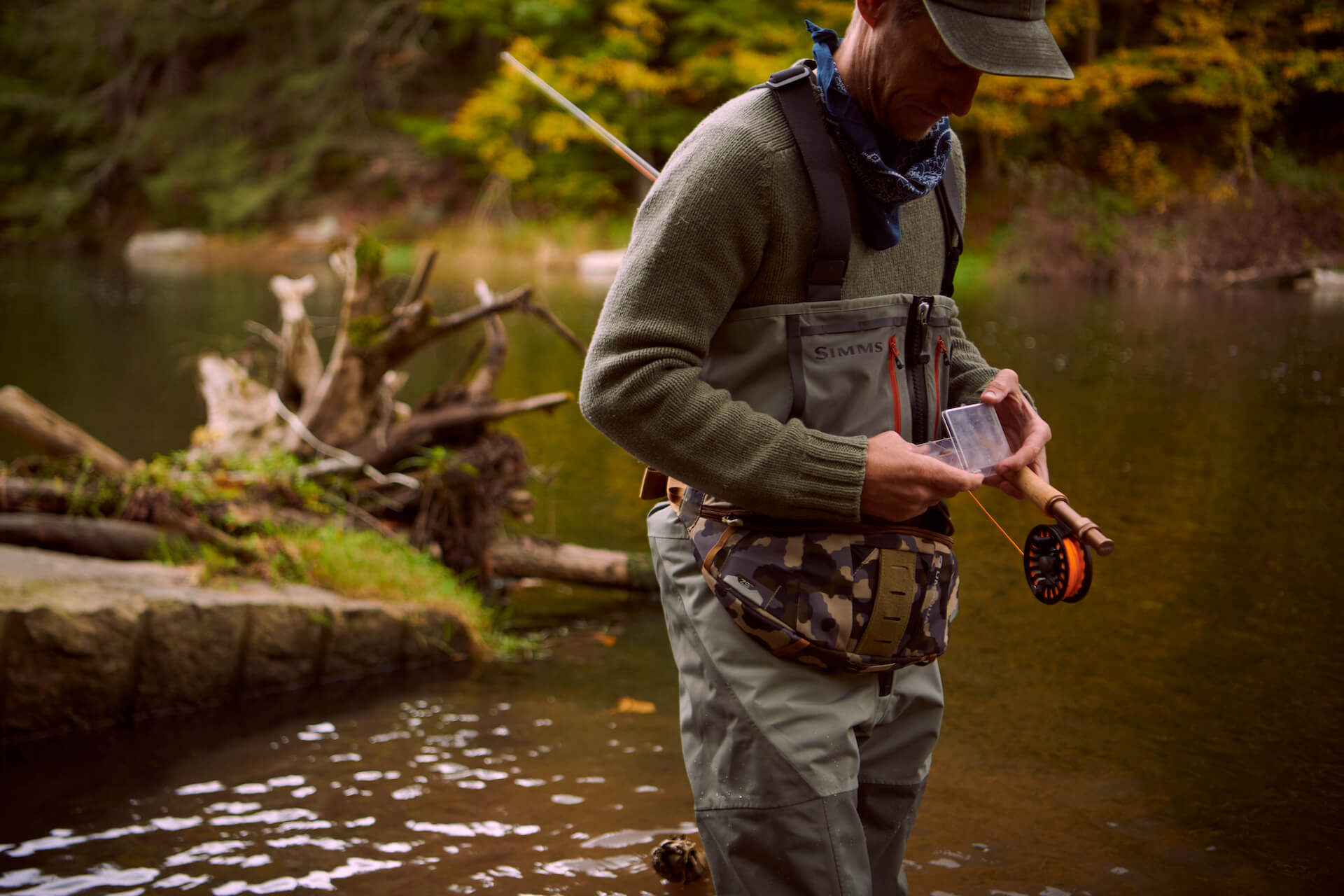 Picking a pattern during some dry fly fishing in upstate New York.