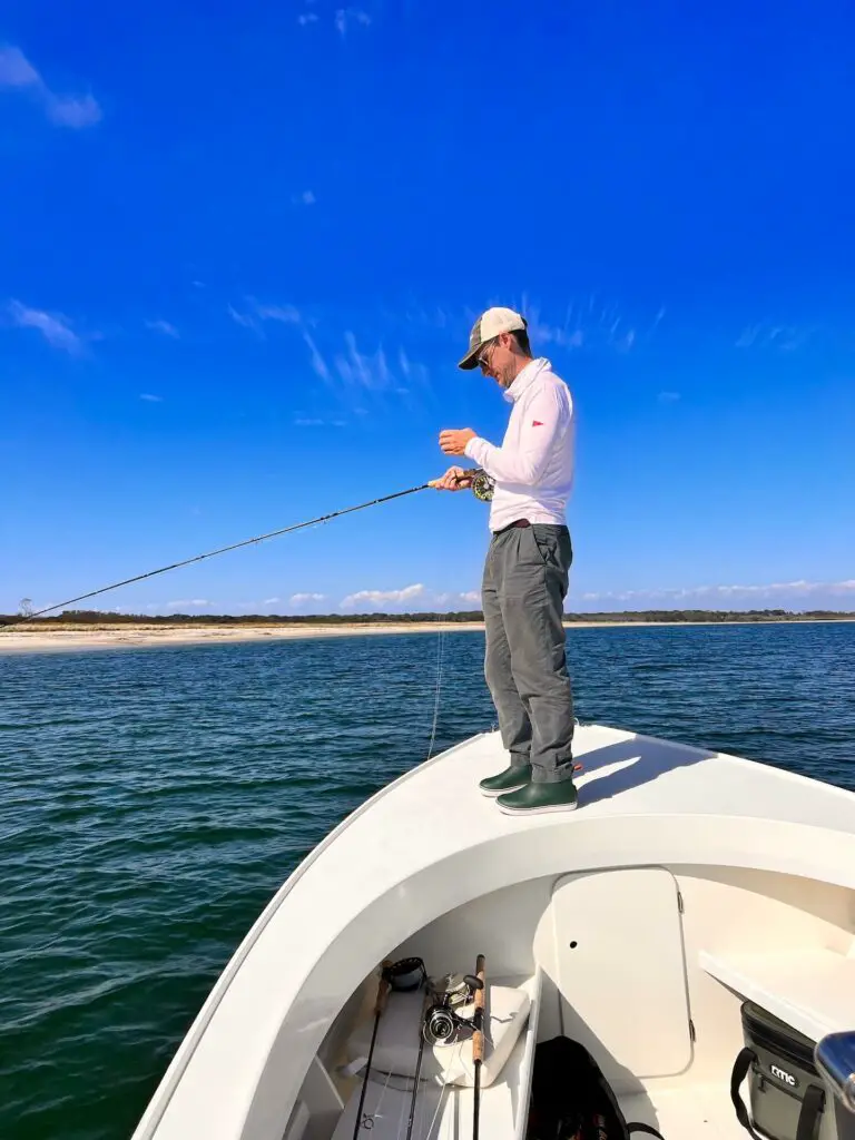 Hardy Ultradisc LA Fly Reel while fishing for stripers in Montauk