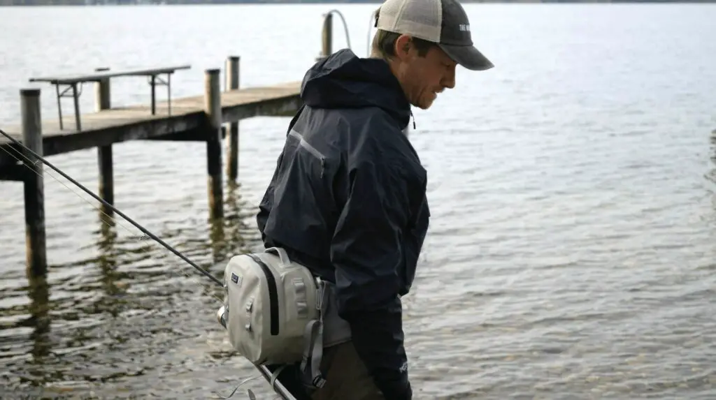 Patagonia Guidewater Hip Pack Review: fly fisherman wearing the Patagonia Guidewater waist pack