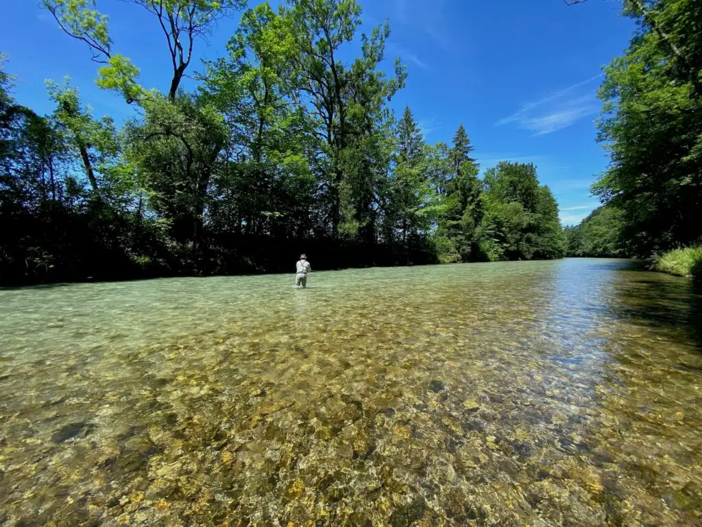 Fly fisherman in river