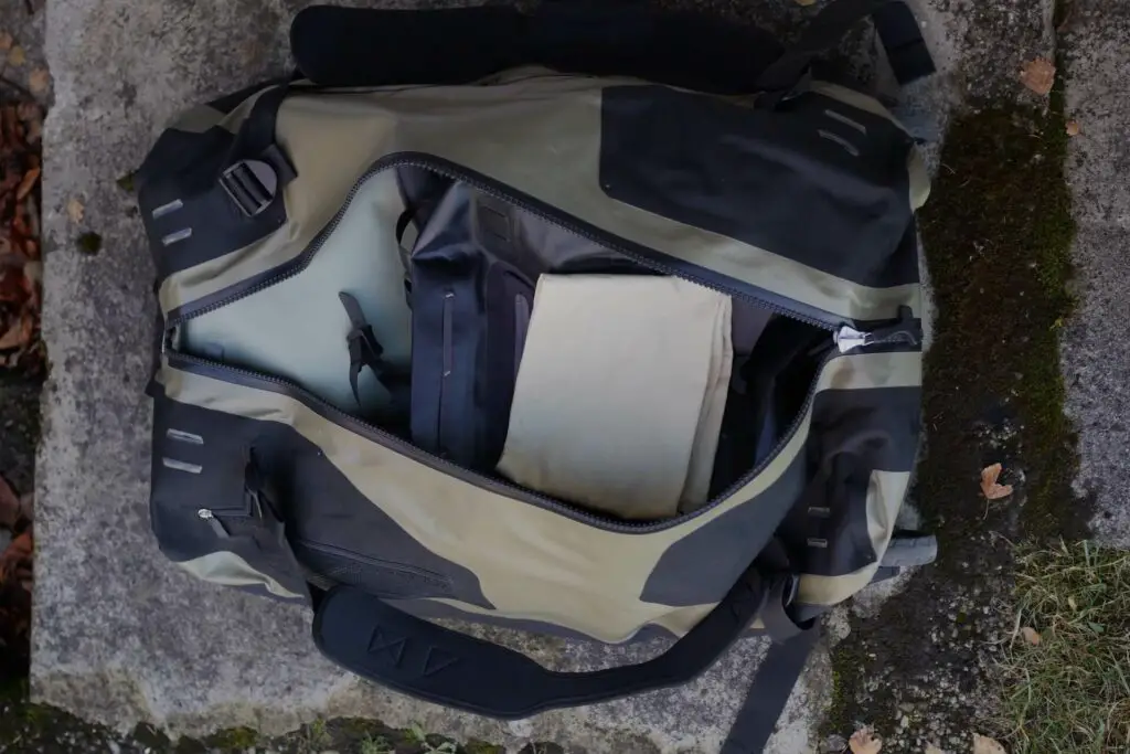 Zippered opened on the Ortlieb RS Duffle