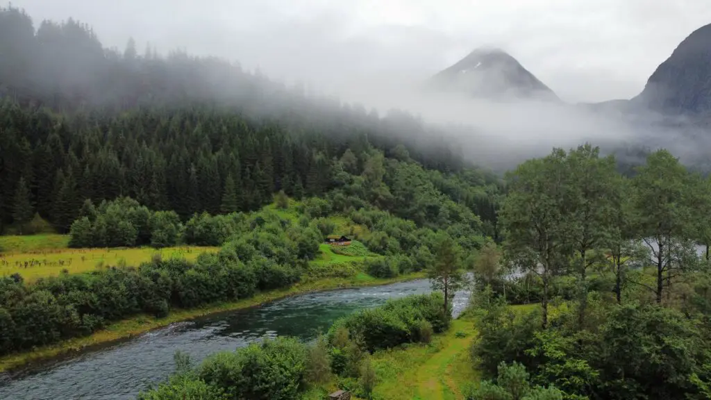 Eira River Norway with fog