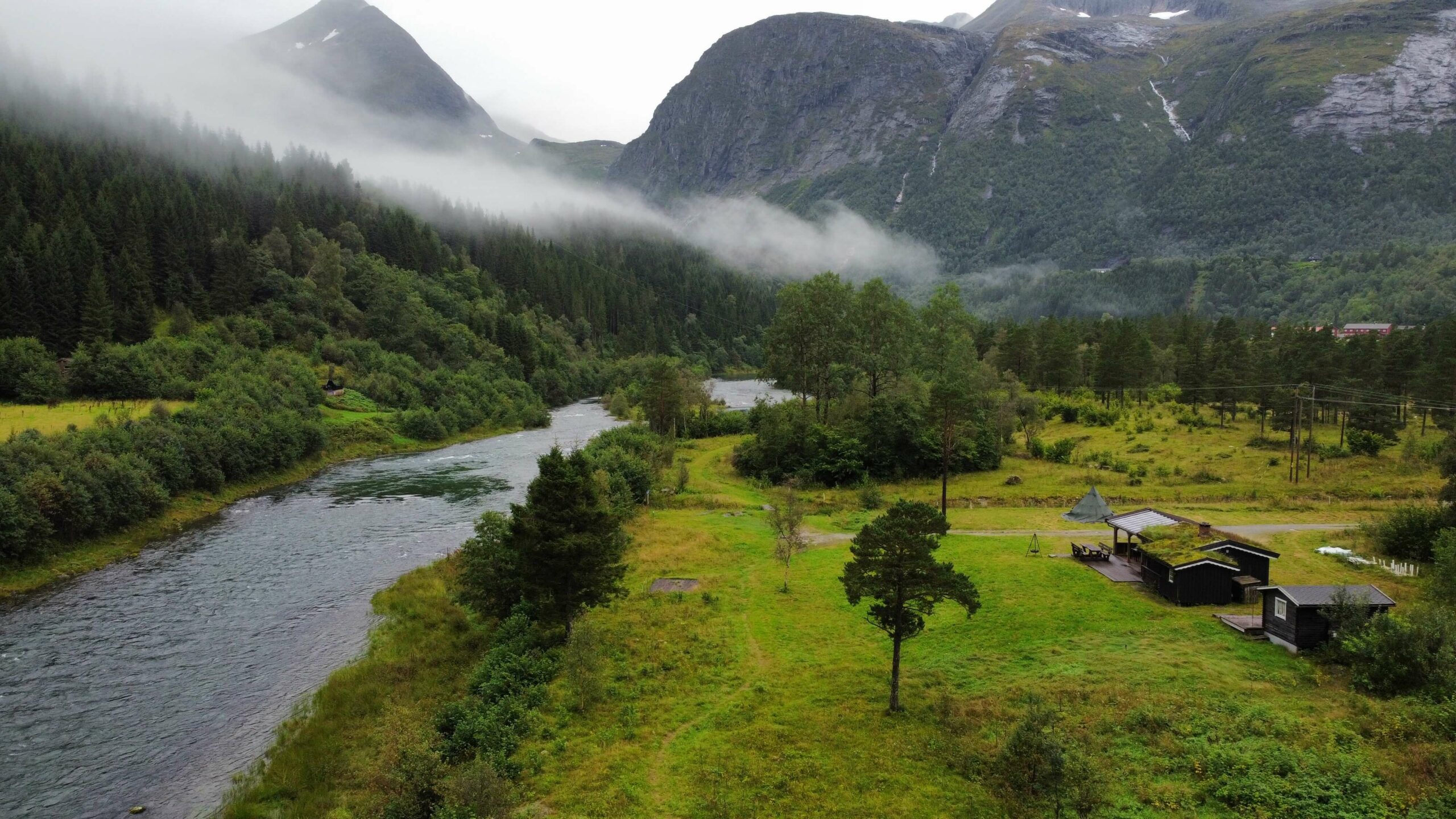 Doesn't get much better than that: the cabin on the right is only a few steps away from excellent pools along the Eira river, in Møre og Romsdal county, Norway. 