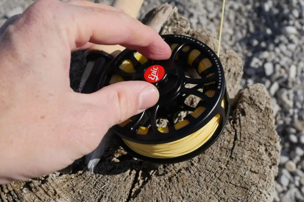 The Backwater fly reel on the Epic Reference Packlight Fly Rod Combo features an adjustable drag. 