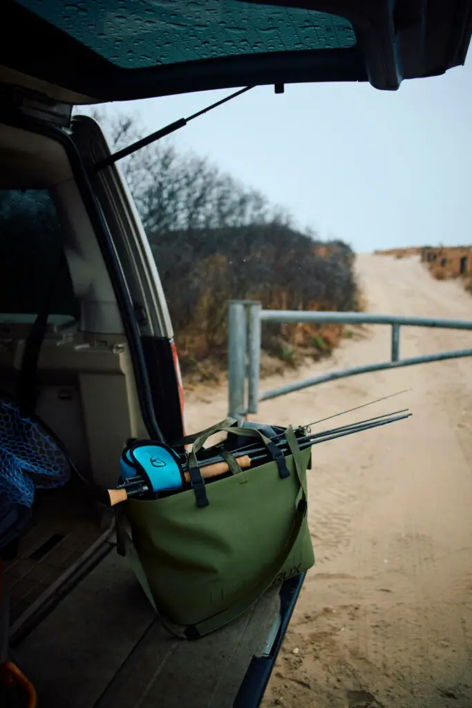 Rux Waterproof Bag in the trunk of a car