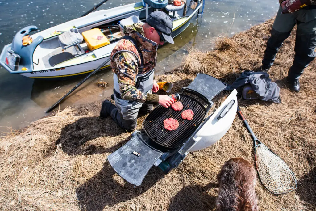 On stream barbecue with the Simms G3 Wading Boots