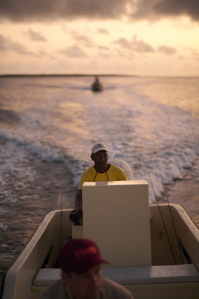 Driving back to the lodge at Manda Bay at dawn