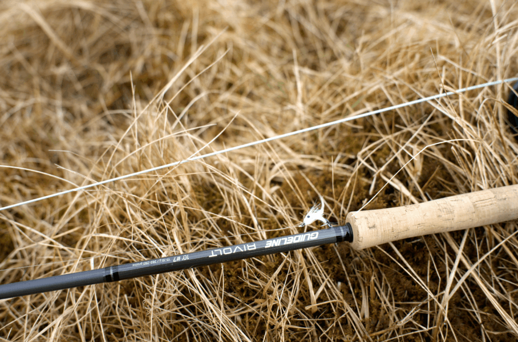 Dark gray blank on the Guideline Rivolt fly rod