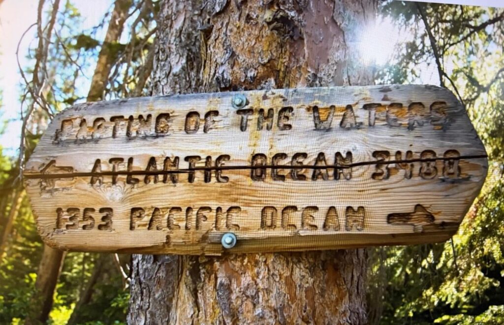Parting of the Waters sign at Two Ocean Creek