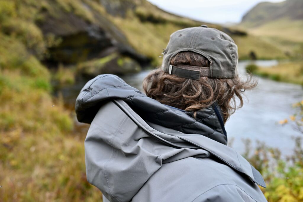 Hood on the Patagonia Swiftcurrent Jacket
